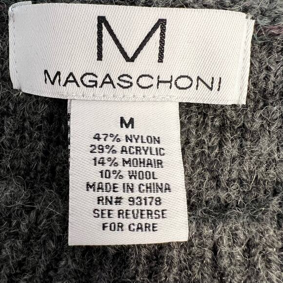 Magaschoni Mohair Wool Sweater Gray Marled Long Sleeve Crewneck Size M Warm Cozy - Picture 2 of 11